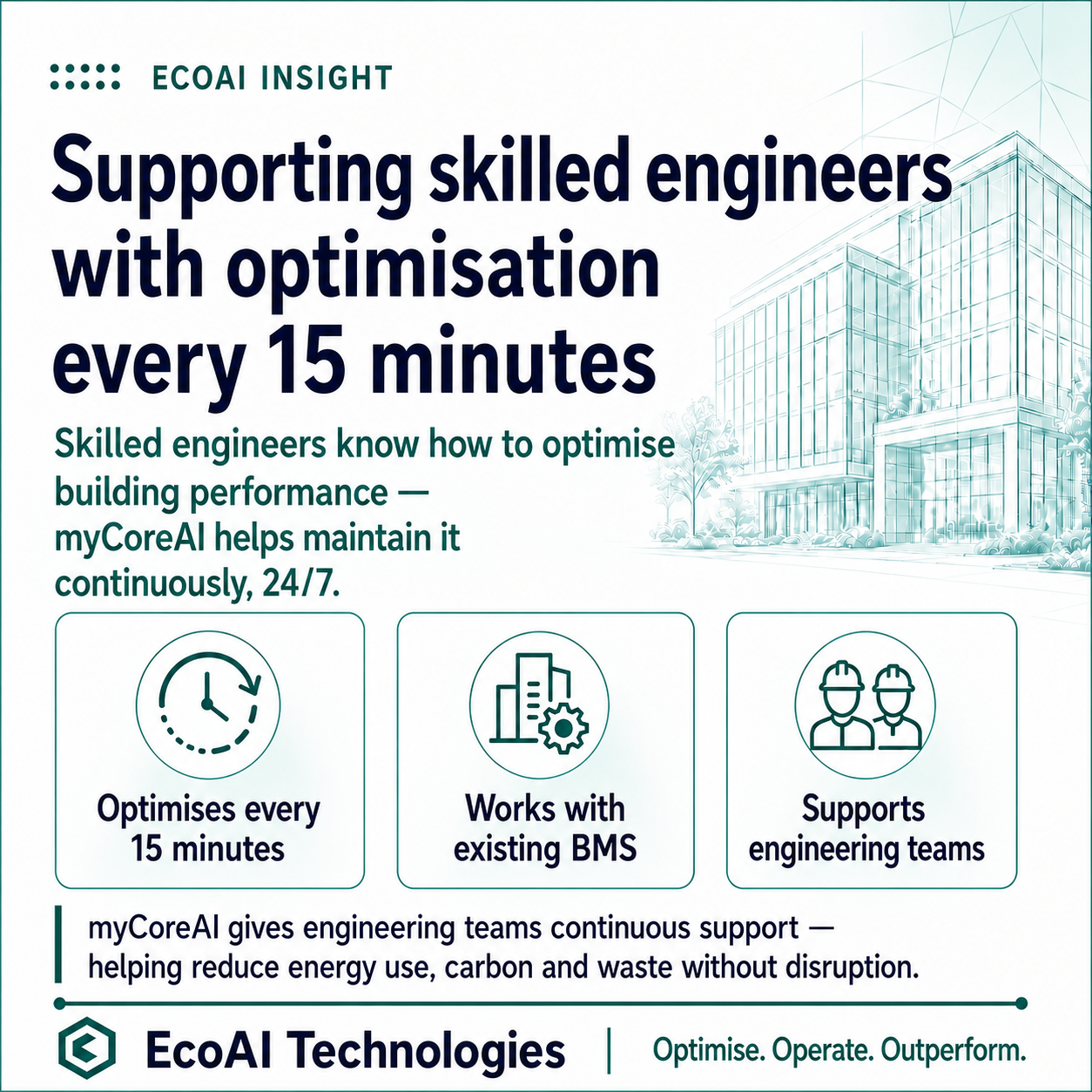 EcoAI insight explaining how optimisation supports skilled engineers every 15 minutes