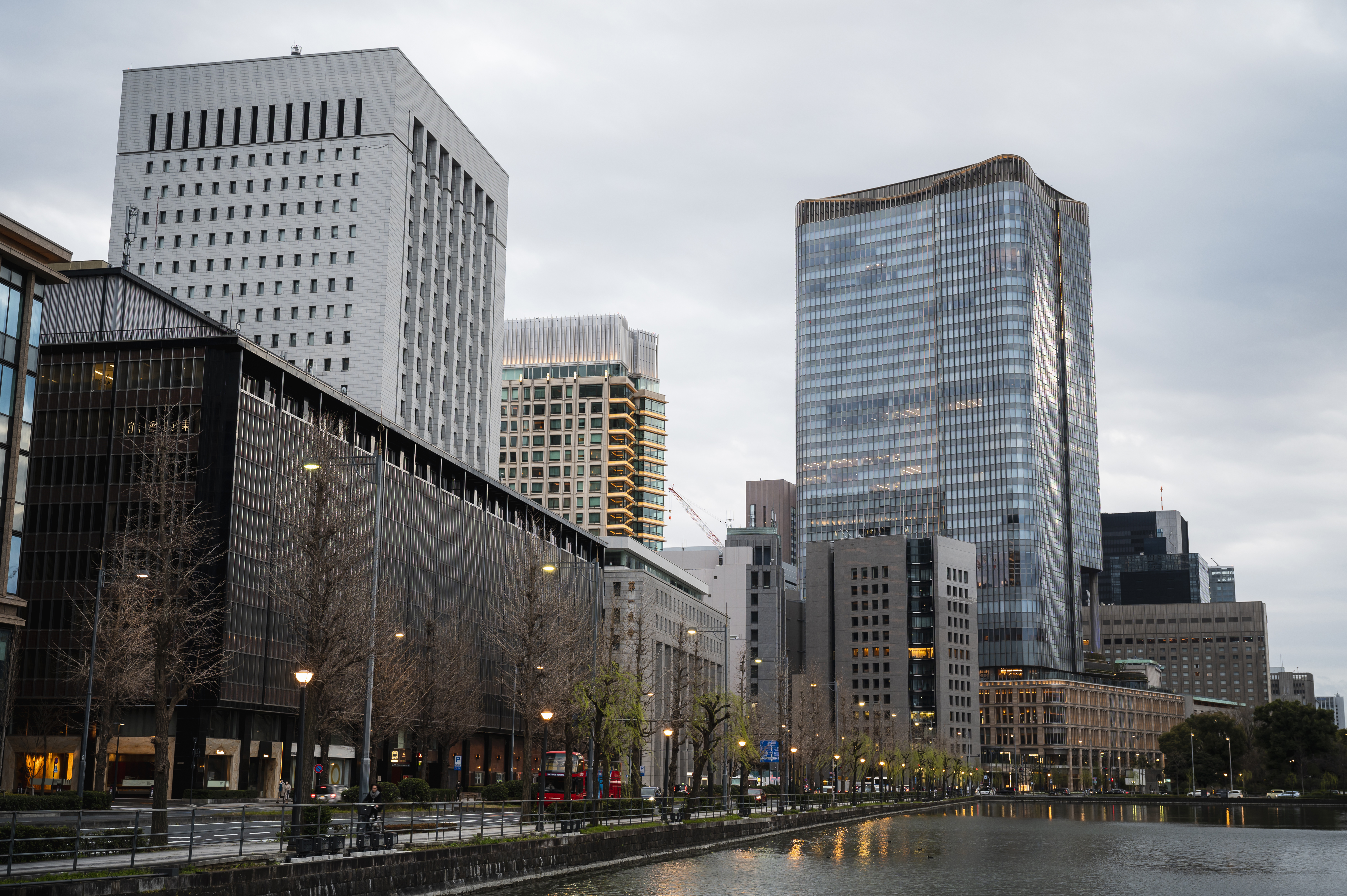 Tokyo street scene with modern buildings