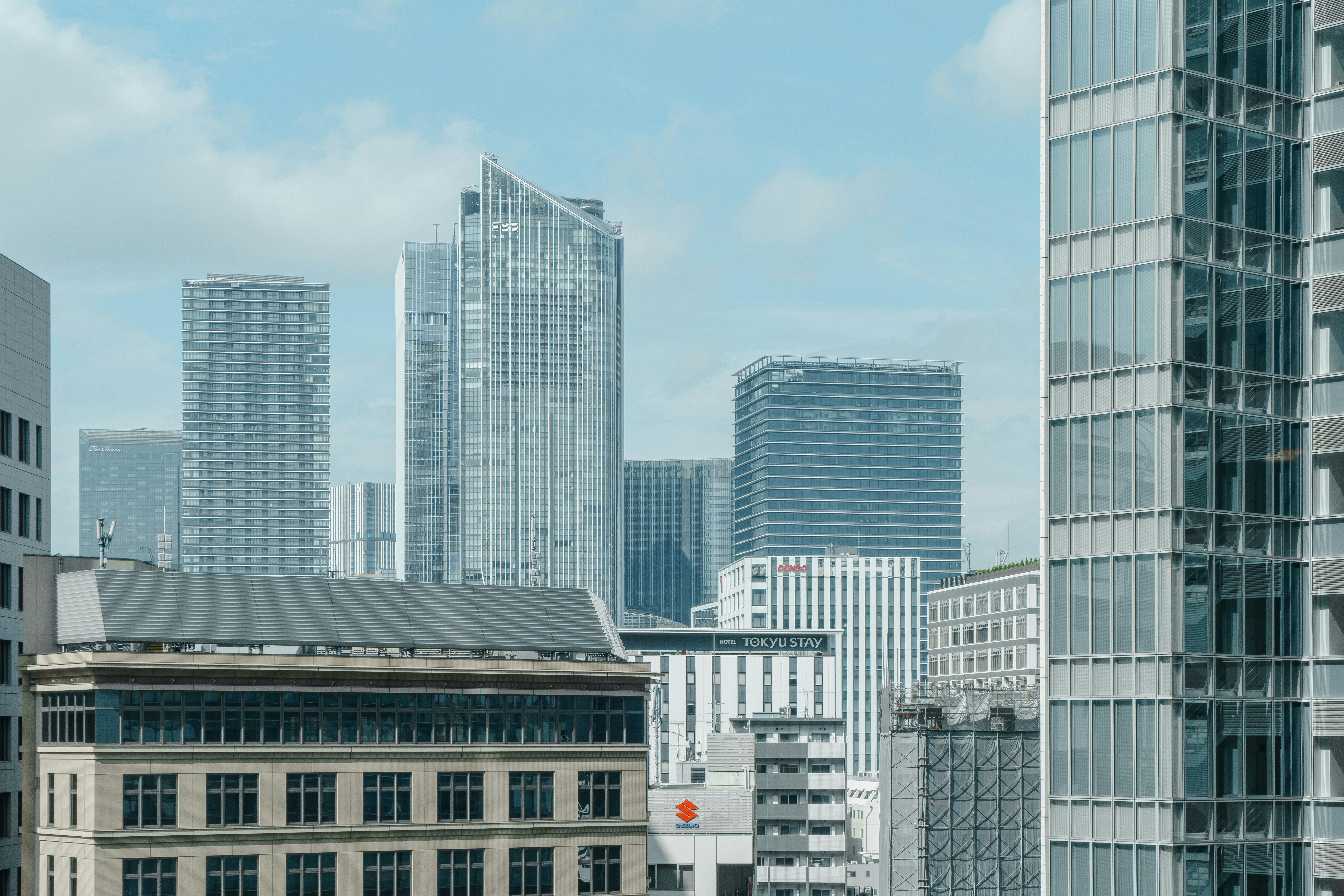 Aerial view of a modern building exterior